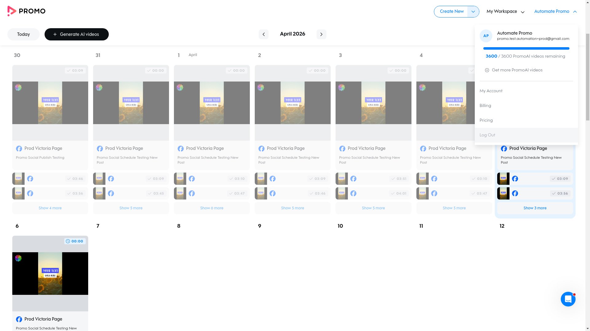 Test failure screenshot