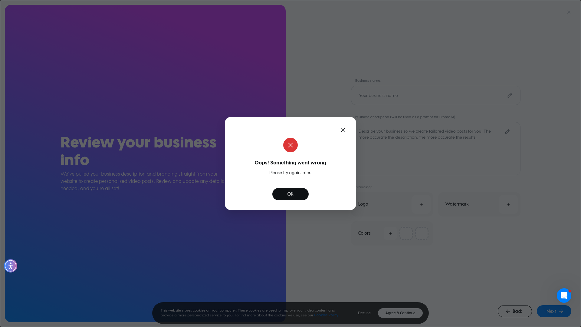 Test failure screenshot