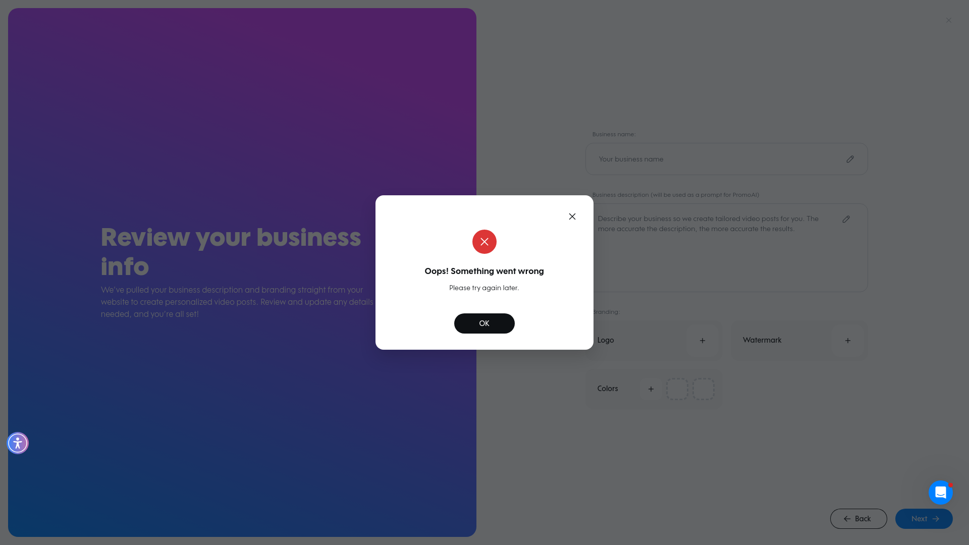 Test failure screenshot