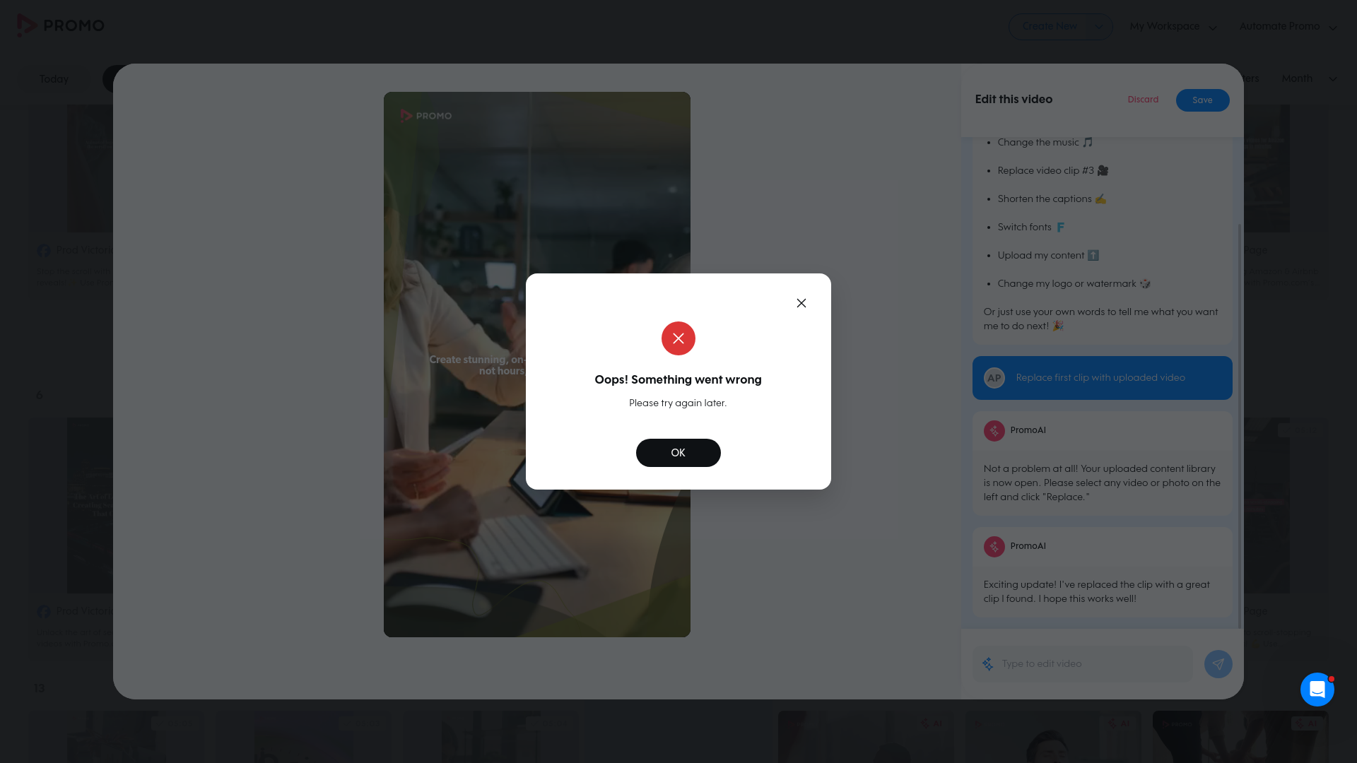 Test failure screenshot