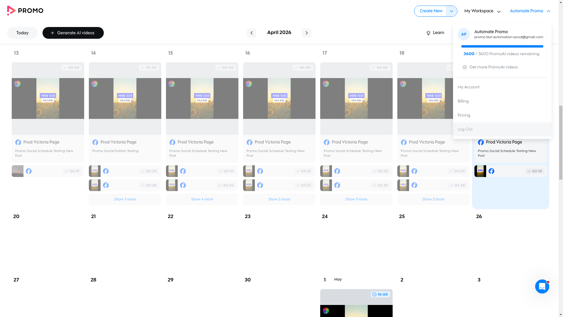 Test failure screenshot