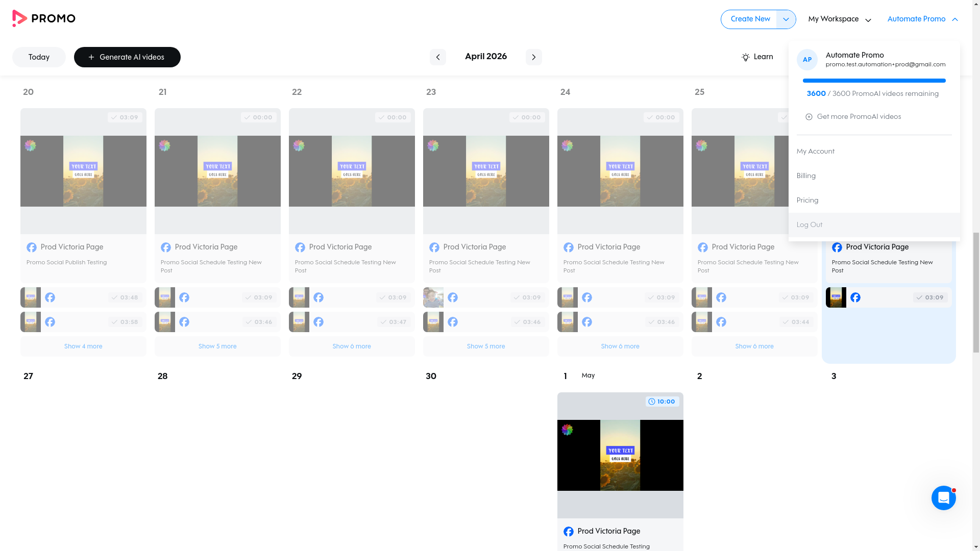 Test failure screenshot