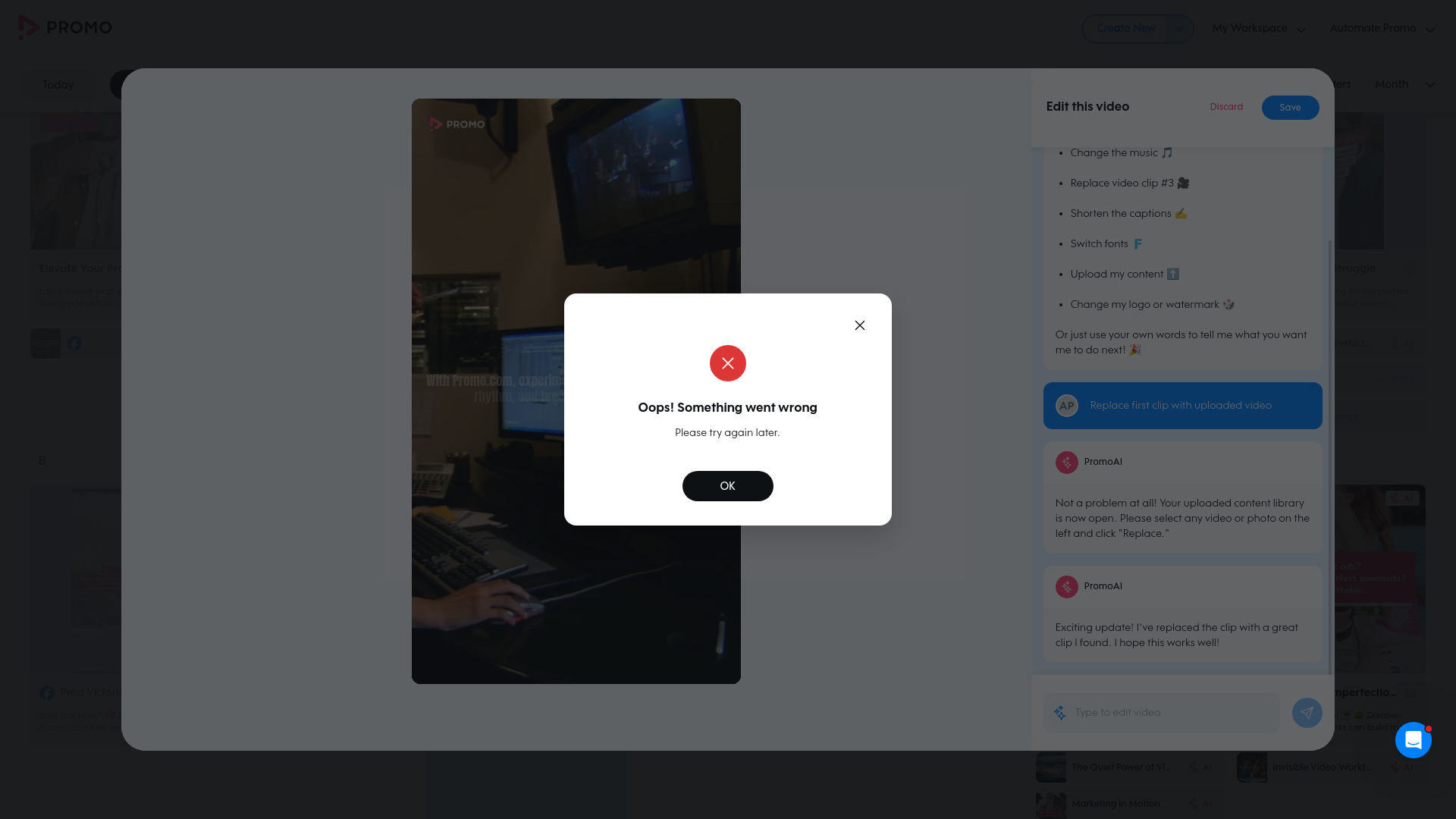 Test failure screenshot