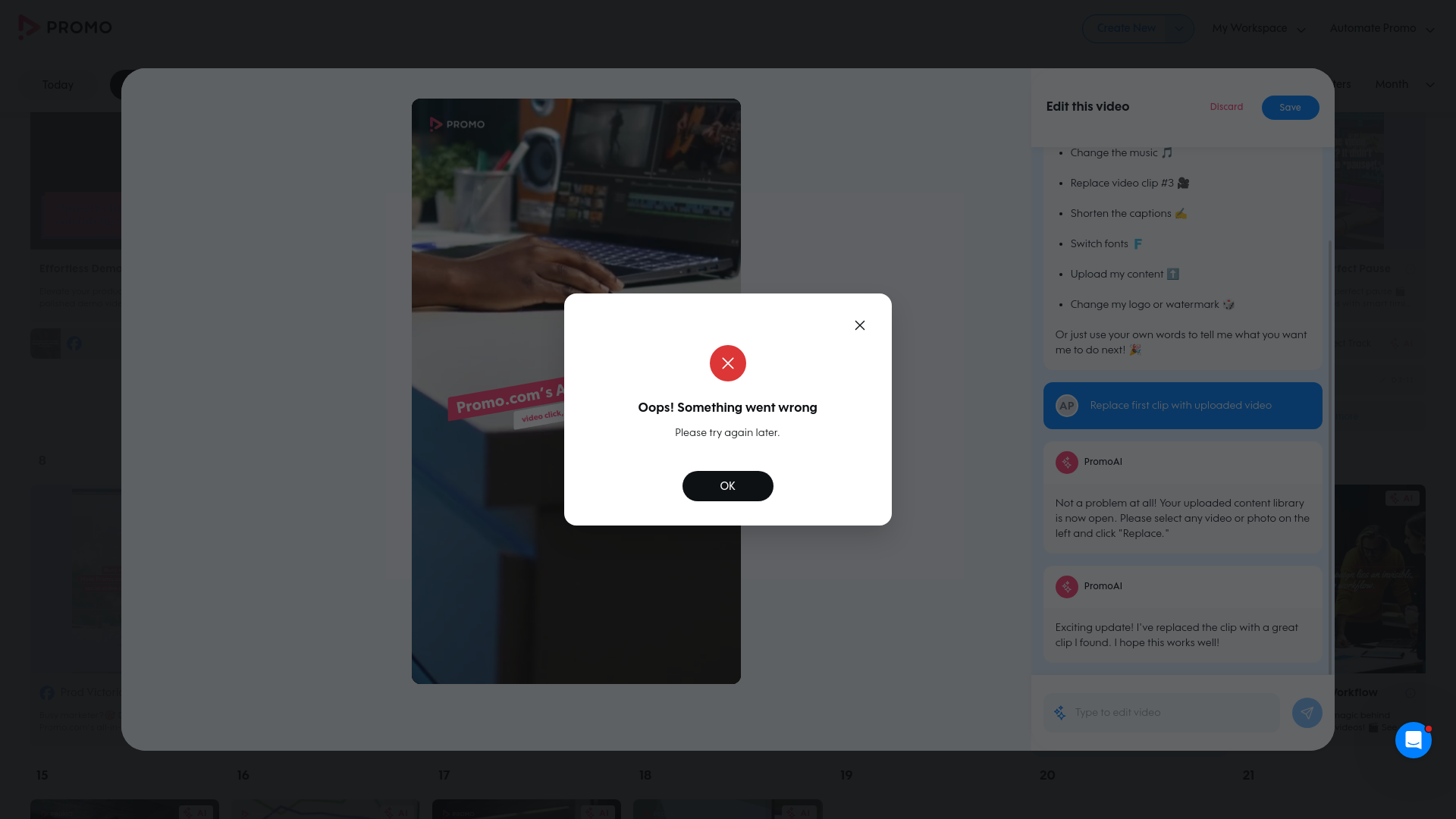 Test failure screenshot