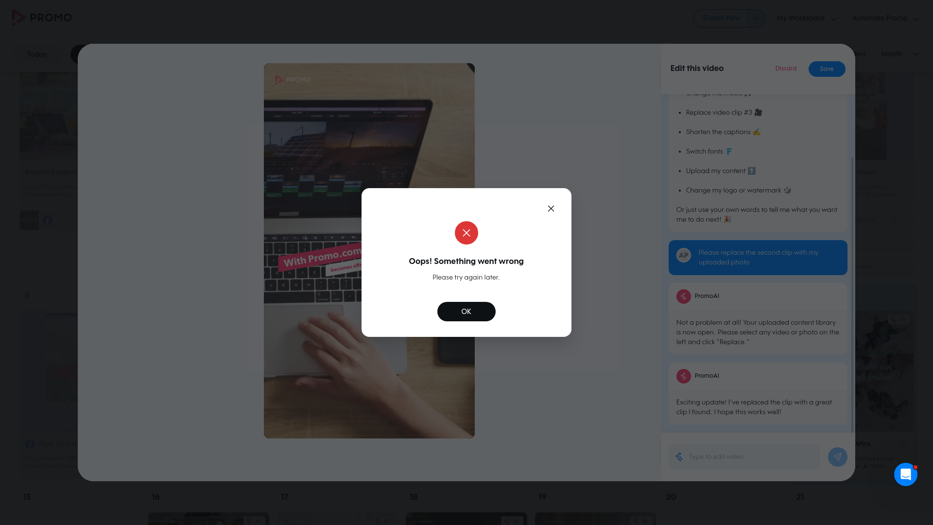 Test failure screenshot