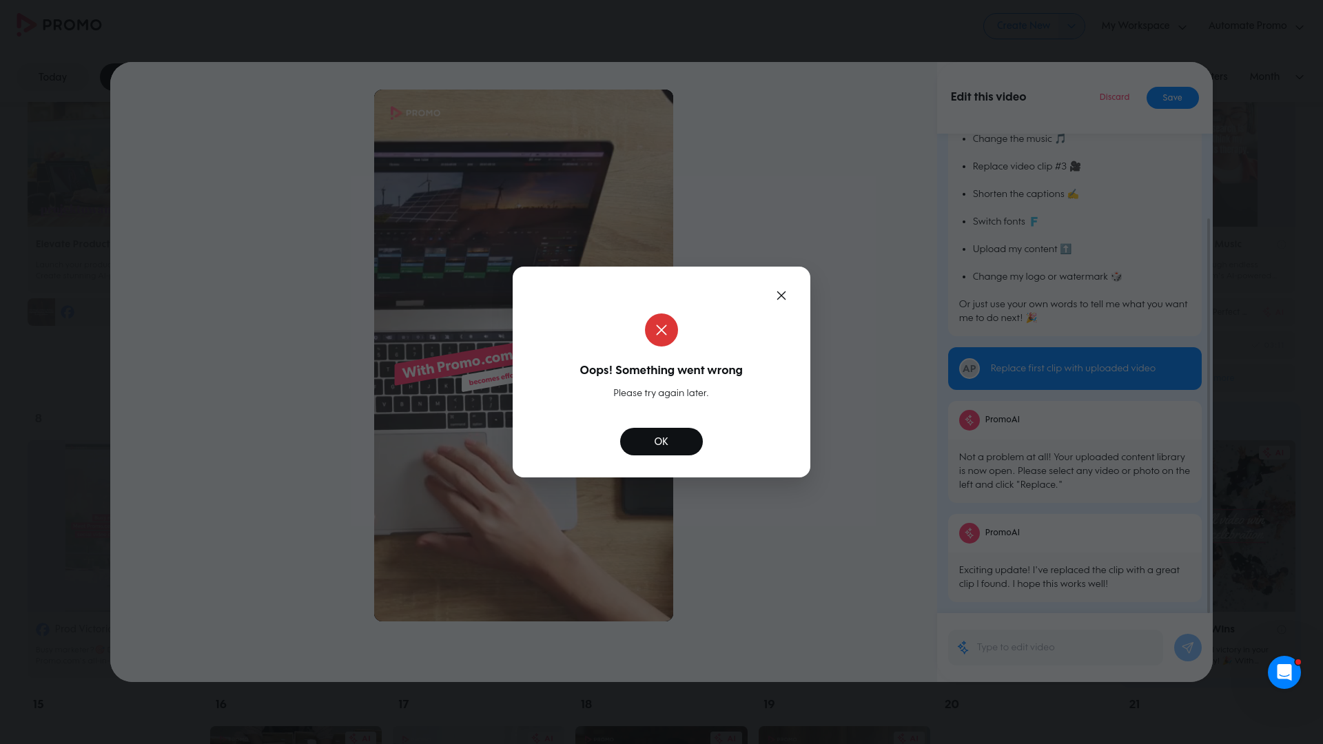 Test failure screenshot