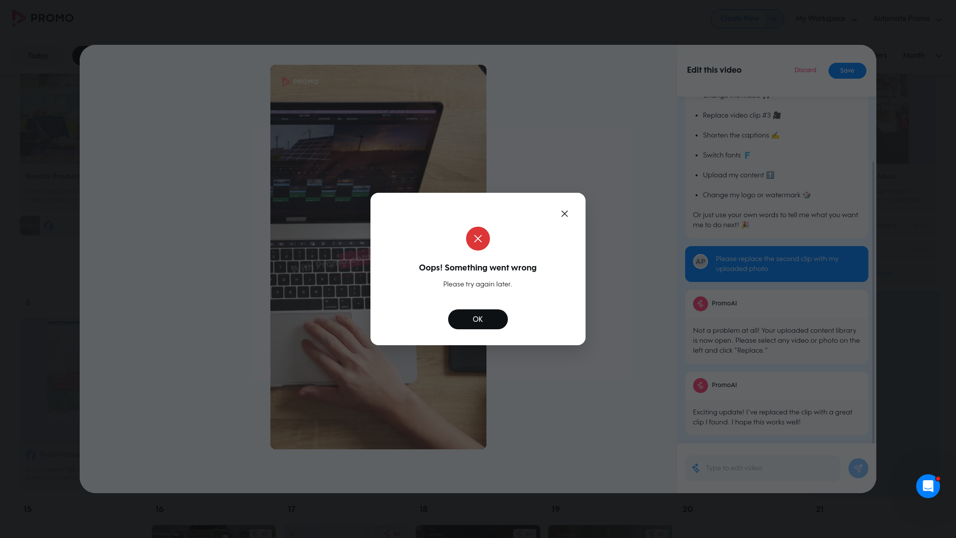 Test failure screenshot