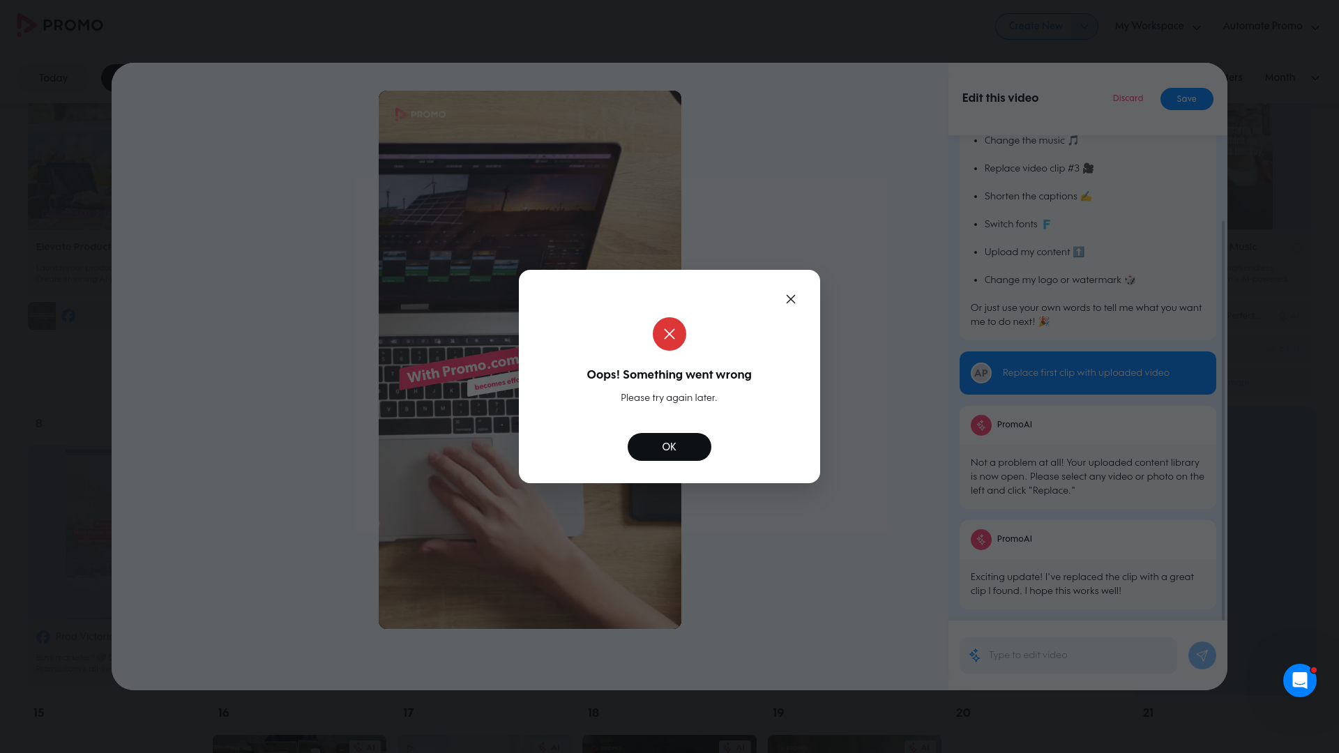 Test failure screenshot