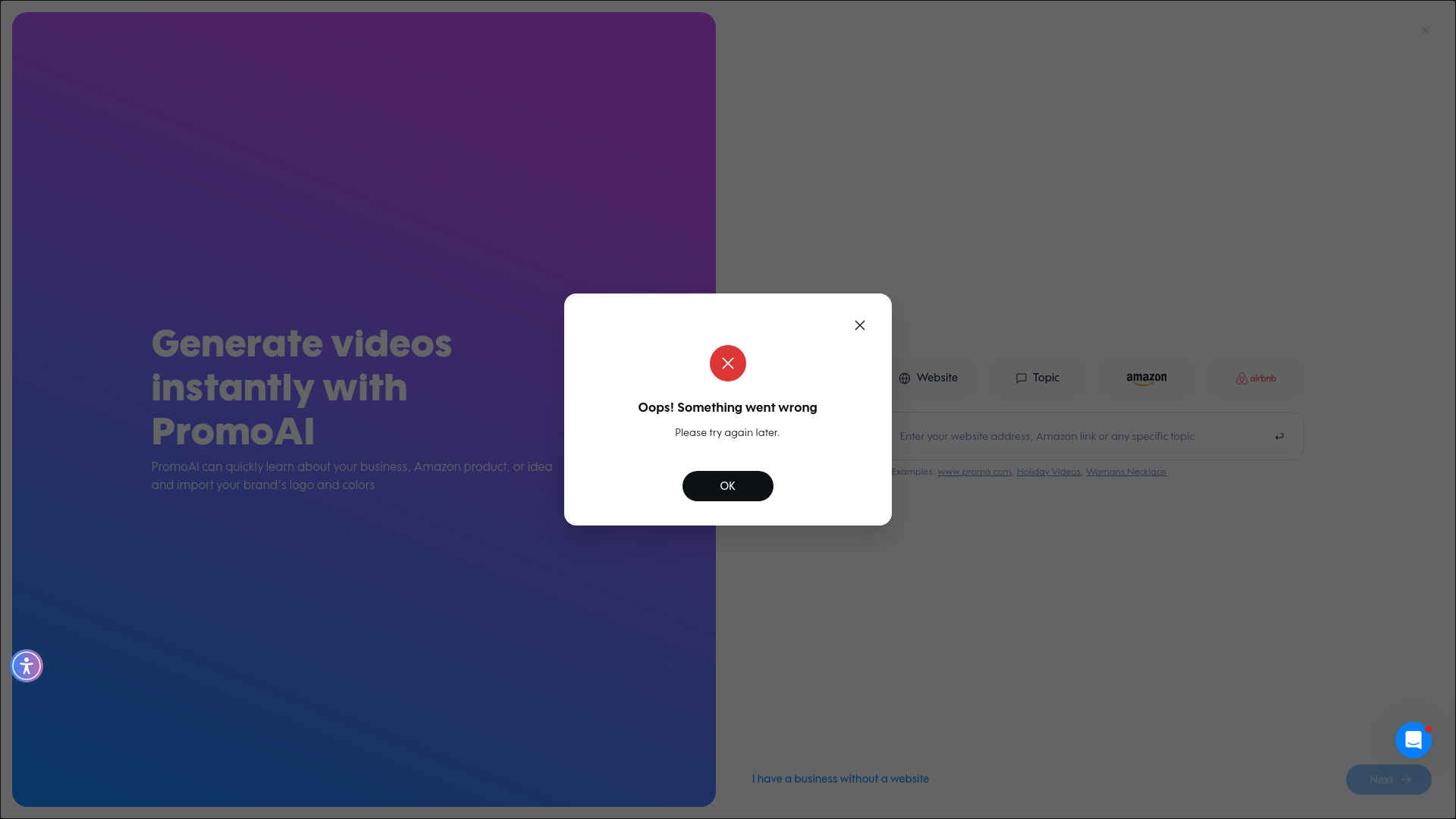 Test failure screenshot