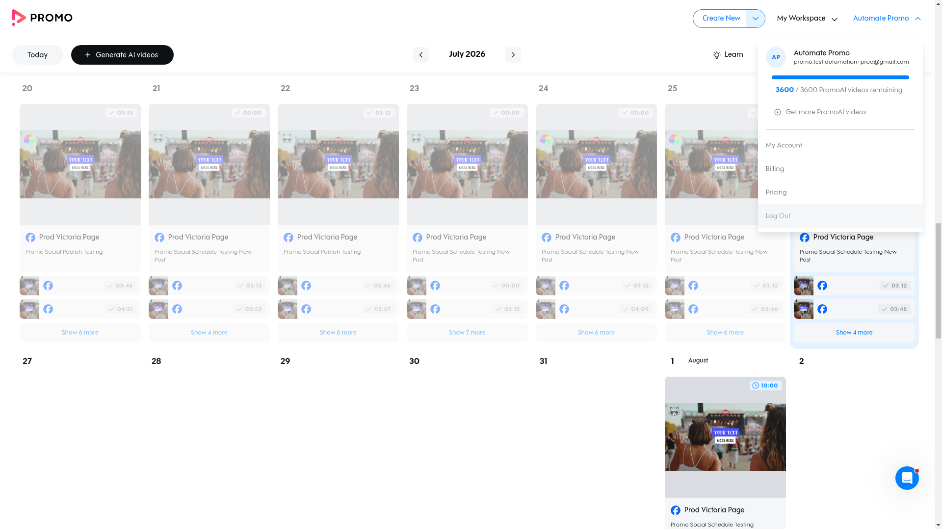 Test failure screenshot